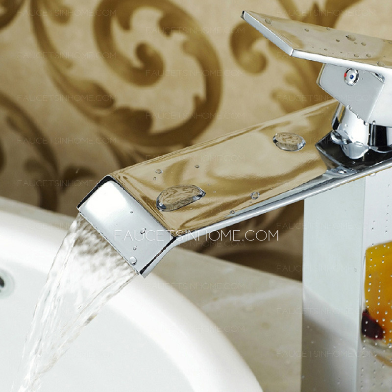 High End Tall Vessel Waterfall Bathroom Sink Faucet