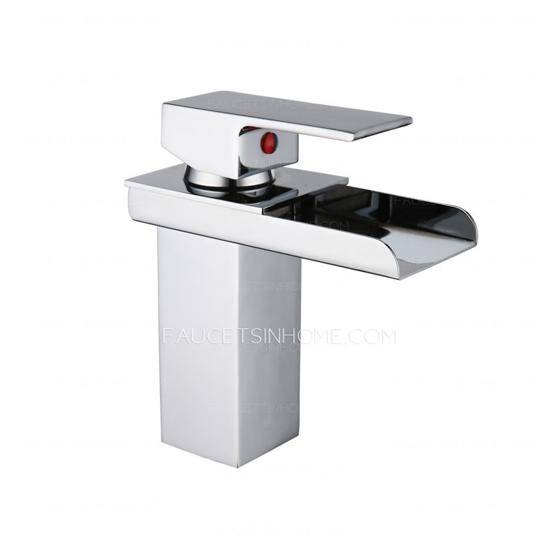 Discount Hollow Waterfall Square Shaped Bathroom Sink Faucet