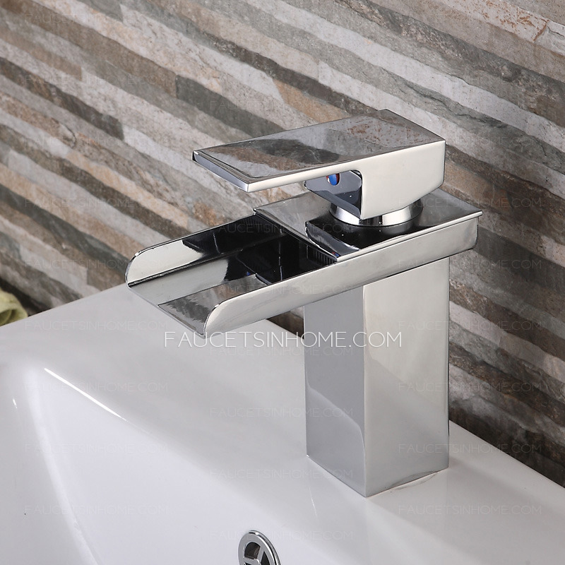 Discount Hollow Waterfall Square Shaped Bathroom Sink Faucet