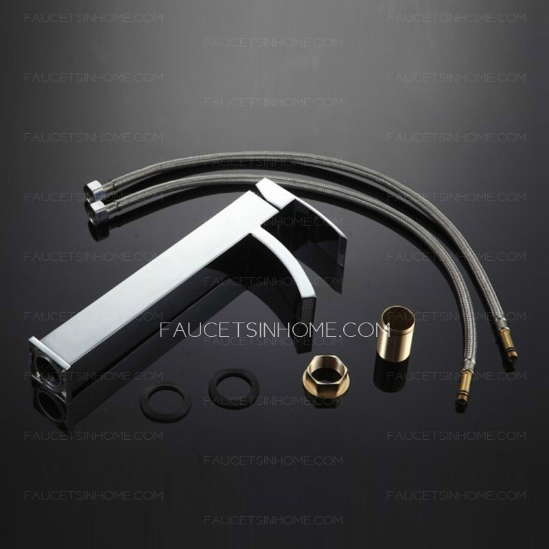 Cheap Waterfall Flat Tall Vessel Mount Bathroom Sink Faucet