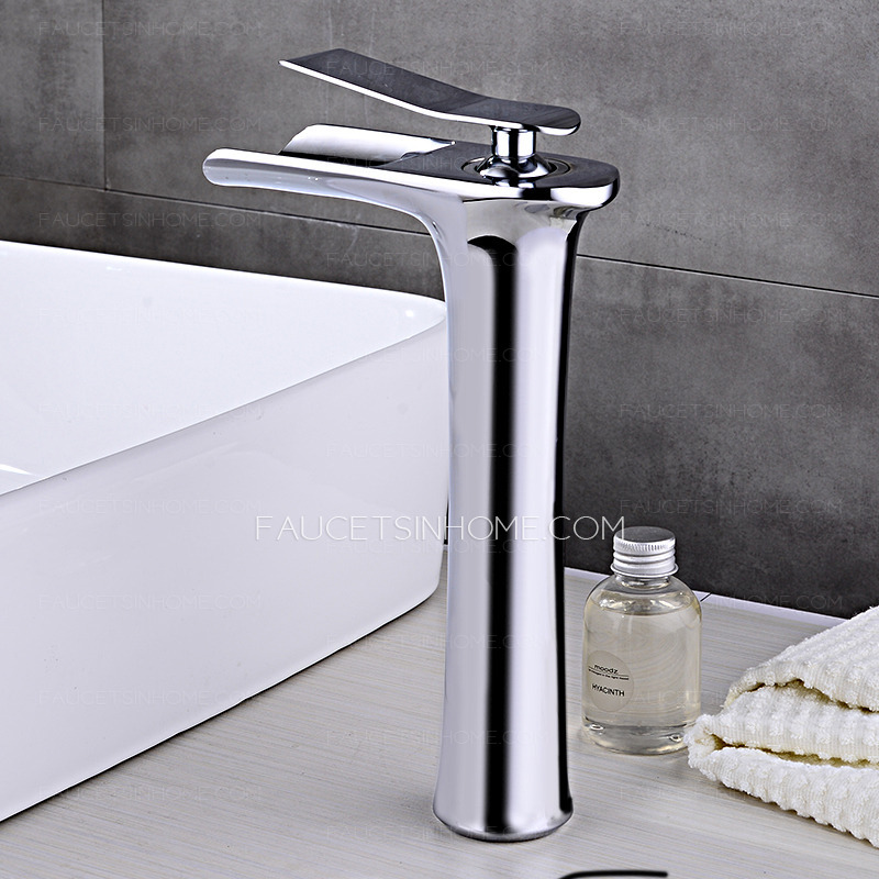 High End Copper Tall Vessel Waterfall Bathroom Sink Faucet