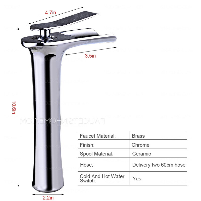 High End Copper Tall Vessel Waterfall Bathroom Sink Faucet