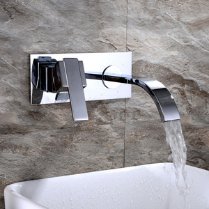 High End Waterfall Concealed Wall Mount Bathroom Faucet