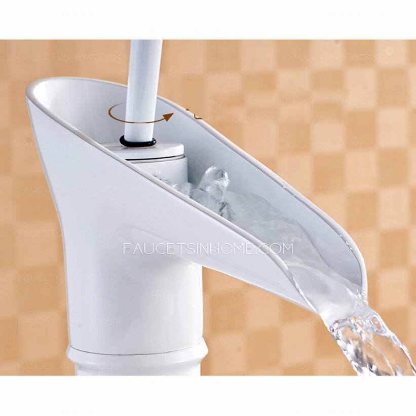 Modern White Painting Wineglass Shaped Tall Bathroom Faucet