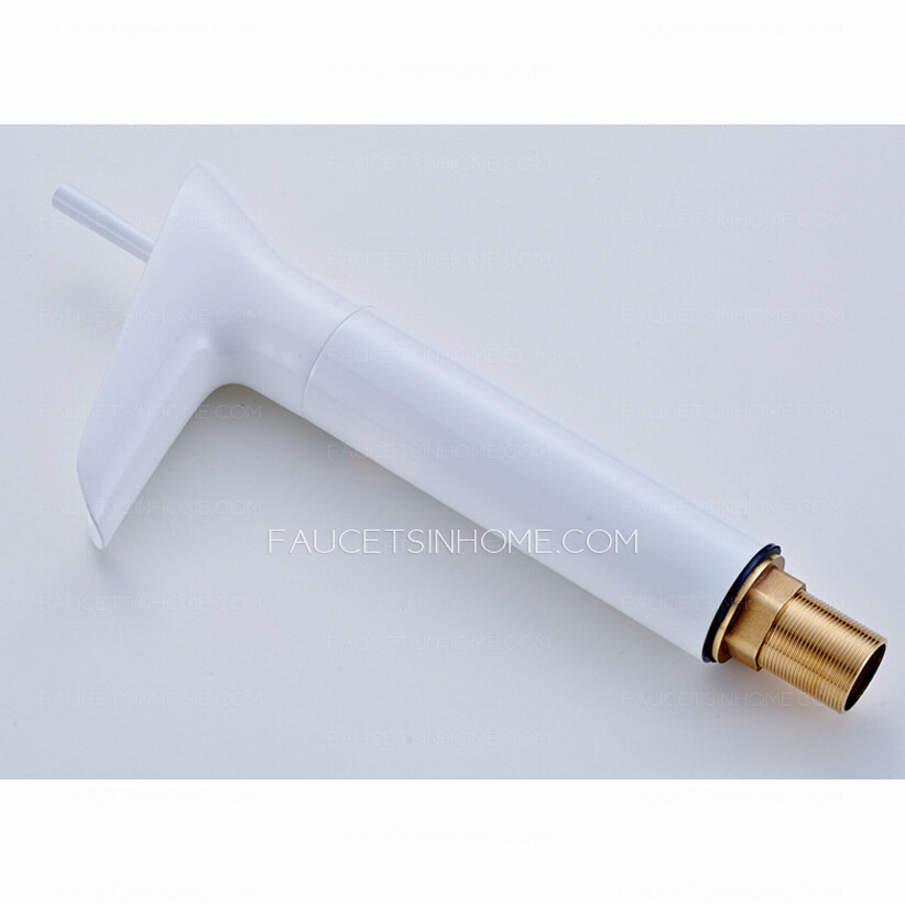 Modern White Painting Wineglass Shaped Tall Bathroom Faucet