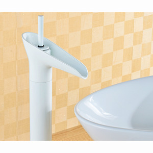 Modern White Painting Wineglass Shaped Tall Bathroom Faucet