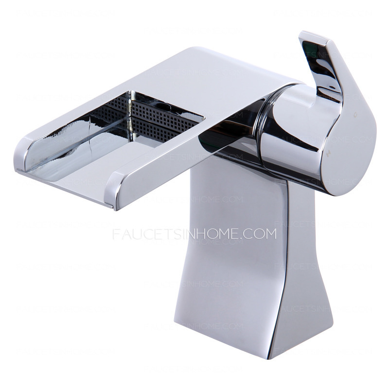 Cool Designed Short Waterfall Deck Mounted Bathroom Sink Faucet