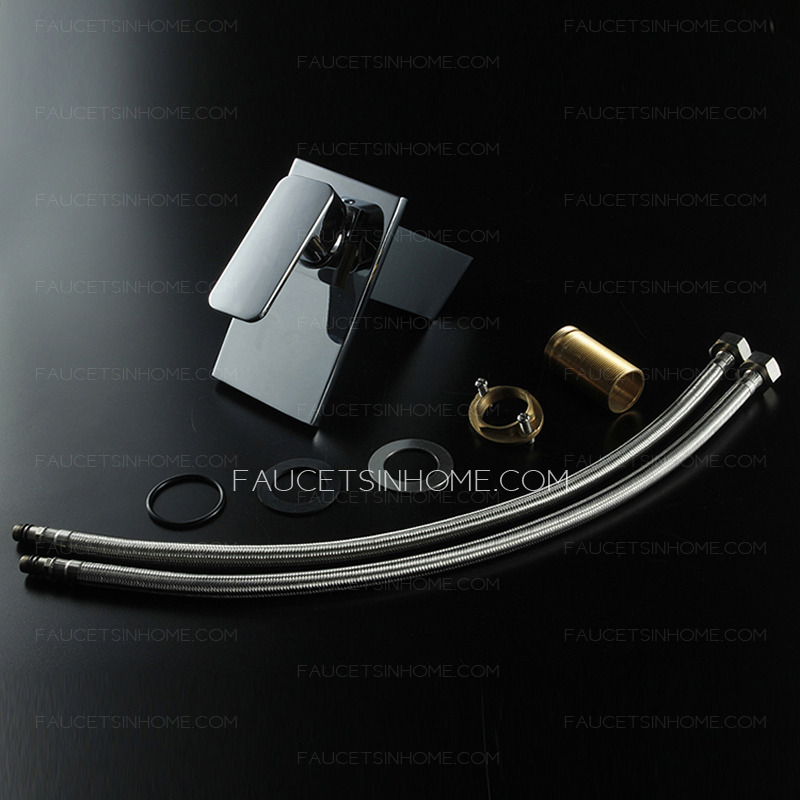 High End Waterfall Sloped Square Shaped Bathroom Sink Faucet