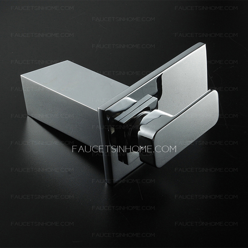 High End Waterfall Sloped Square Shaped Bathroom Sink Faucet