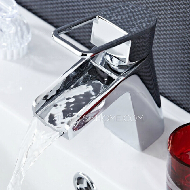 Modern Hollow Handle Square Shaped Waterfall Bathroom Faucet