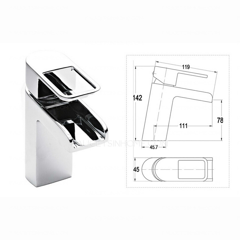 Modern Hollow Handle Square Shaped Waterfall Bathroom Faucet