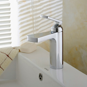 Cool Sector Shaped Waterfall Deck Mount Faucet For Bathroom