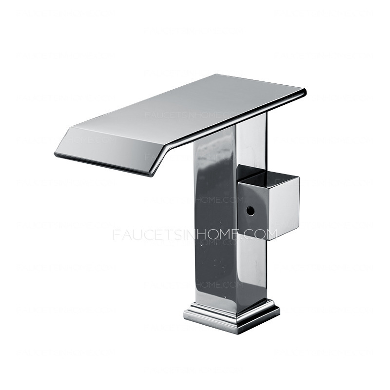 Cool Square Shaped Side Handle Waterfall Bathroom Faucet