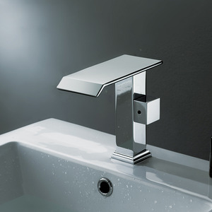 Cool Square Shaped Side Handle Waterfall Bathroom Faucet