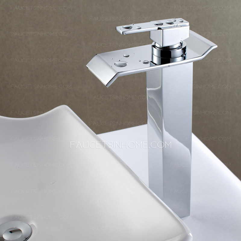 Modern Large Waterfall Outlet Vessel Mount Bathroom Faucet