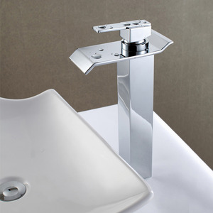 Modern Large Waterfall Outlet Vessel Mount Bathroom Faucet