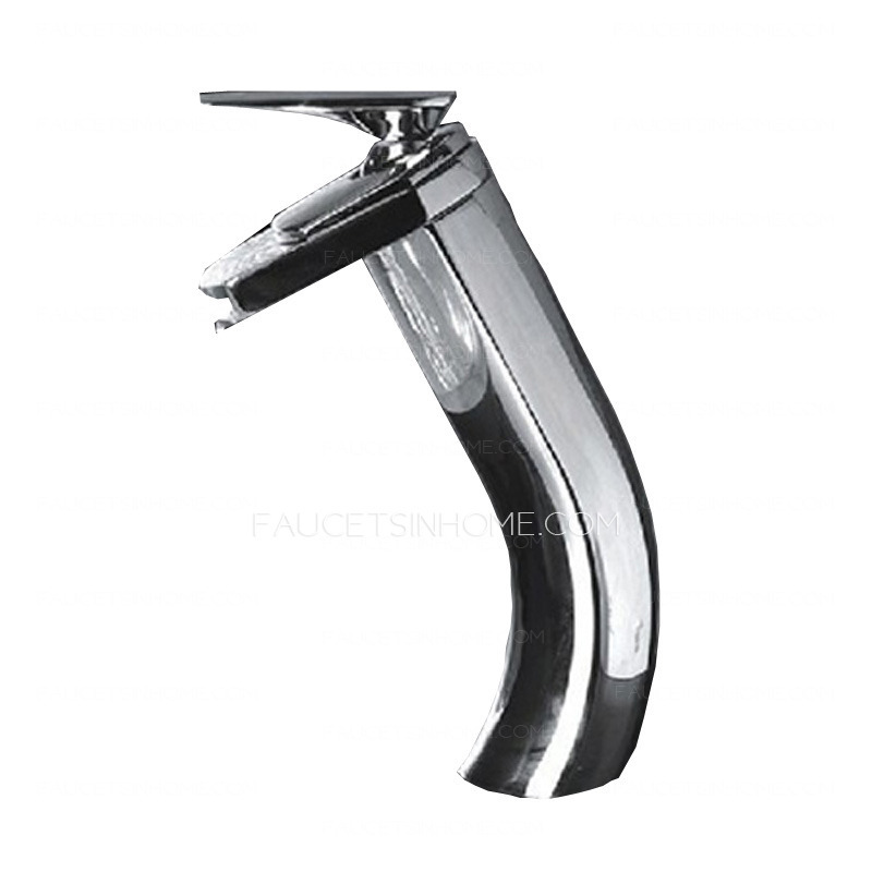 Modern Sector Shaped Waterfall Spout Bent Pipe Bathroom Sink Faucet