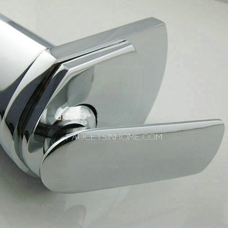 Modern Sector Shaped Waterfall Spout Bent Pipe Bathroom Sink Faucet