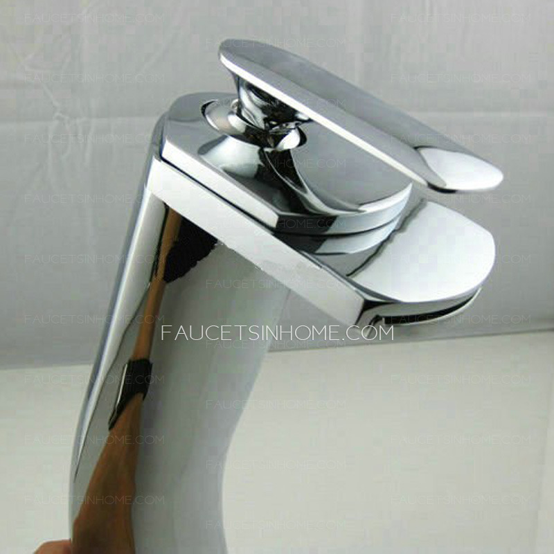 Modern Sector Shaped Waterfall Spout Bent Pipe Bathroom Sink Faucet