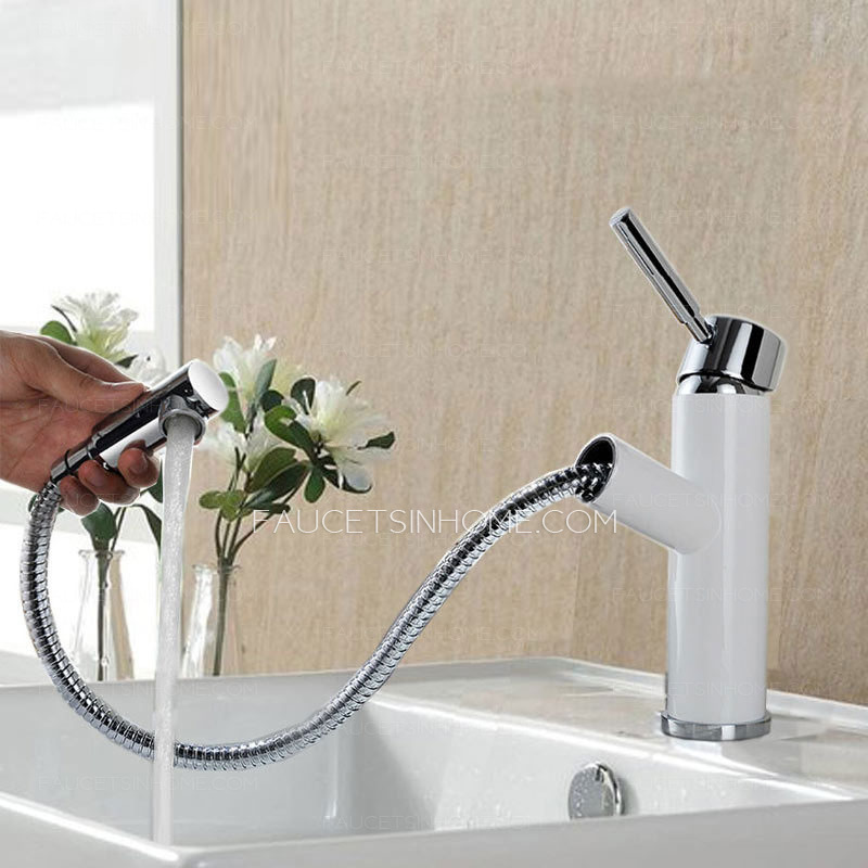 Discount White Pullout Spray Unique Bathroom Faucet