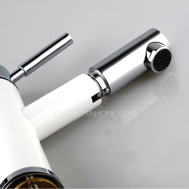 Discount White Pullout Spray Unique Bathroom Faucet