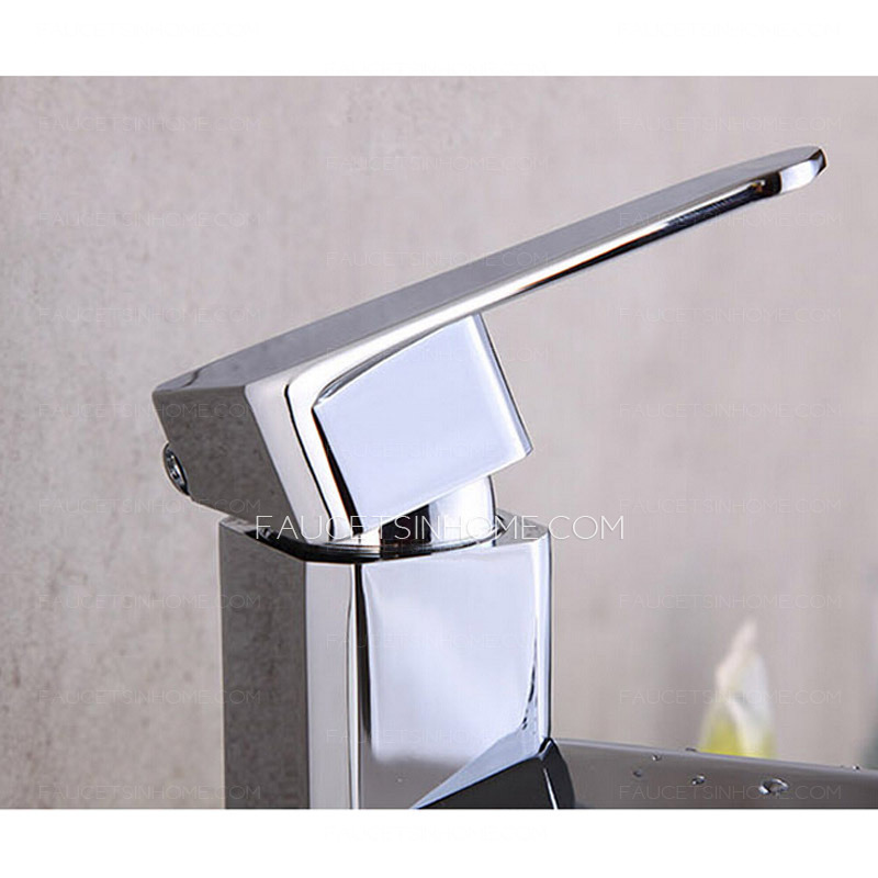 Modern Copper Single Handle Rhombus Shaped Cool Bathroom Faucet