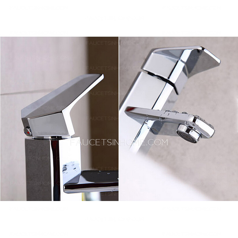 Modern Copper Single Handle Rhombus Shaped Cool Bathroom Faucet