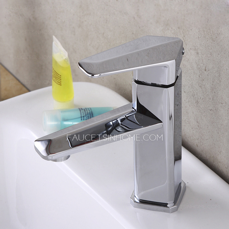 Modern Copper Single Handle Rhombus Shaped Cool Bathroom Faucet