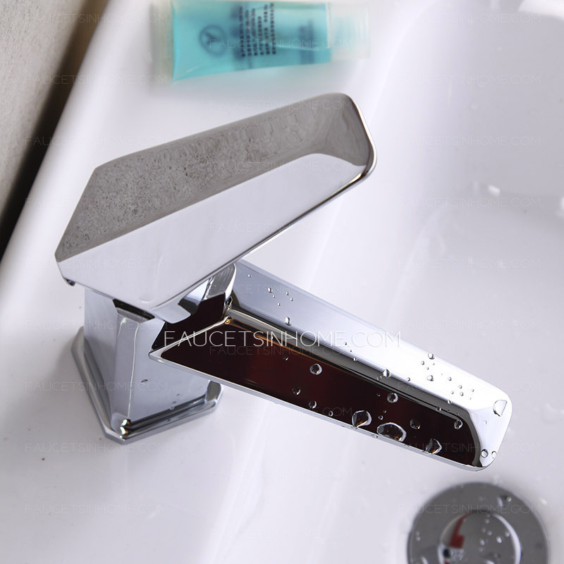 Modern Copper Single Handle Rhombus Shaped Cool Bathroom Faucet