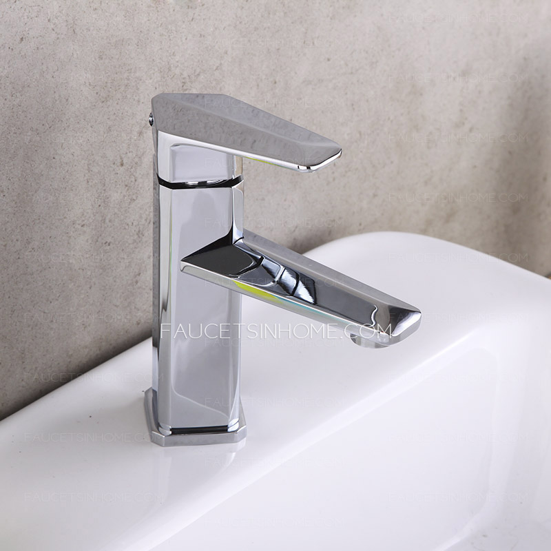 Modern Copper Single Handle Rhombus Shaped Cool Bathroom Faucet