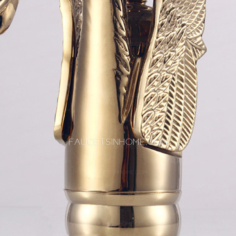 Luxury Swan Shaped Carving Wide Spread Antique Bathroom Faucet