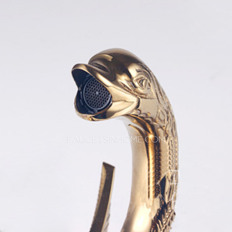 Luxury Swan Shaped Carving Wide Spread Antique Bathroom Faucet