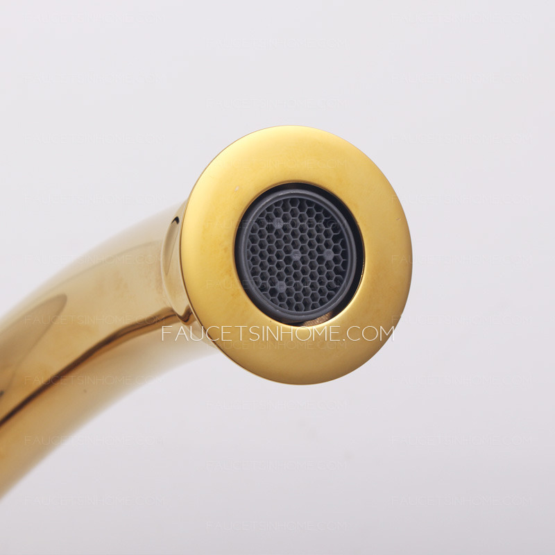Antique Gold High Side Handle Bathroom Vessel Faucet