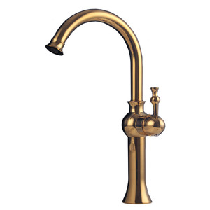 Antique Gold High Side Handle Bathroom Vessel Faucet