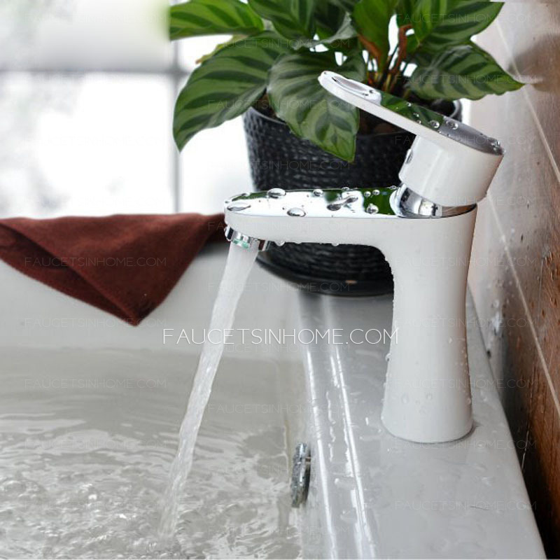 Modern White Painting Mirror Flat Bathroom Sink Faucet