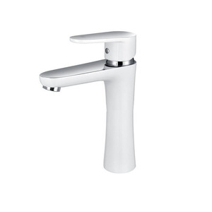 Modern White Painting Mirror Flat Bathroom Sink Faucet