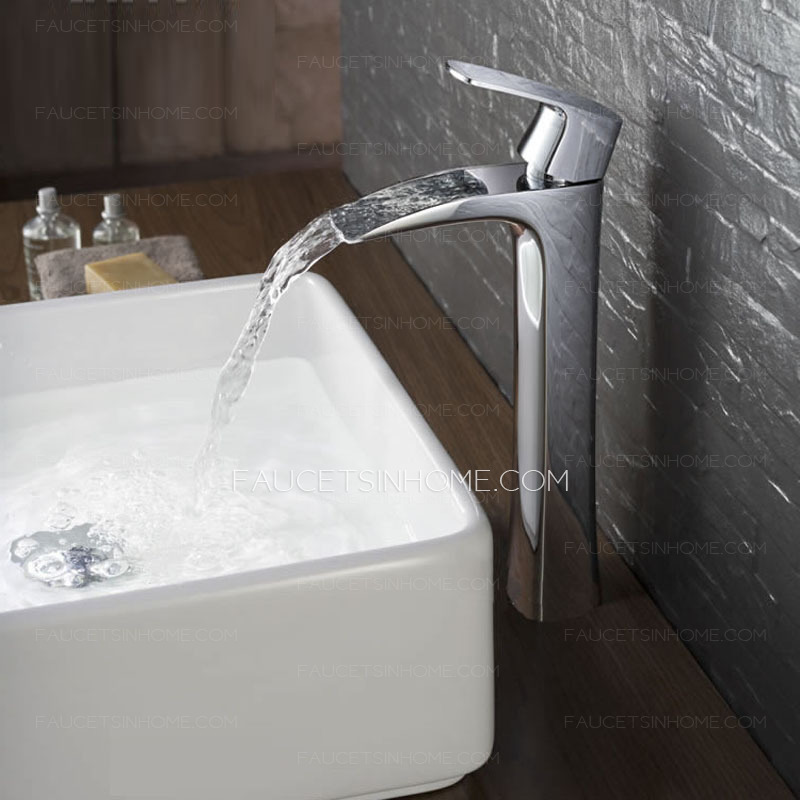 Modern Flat Design Hollowed Waterfall Cool Bathroom Sink Faucet