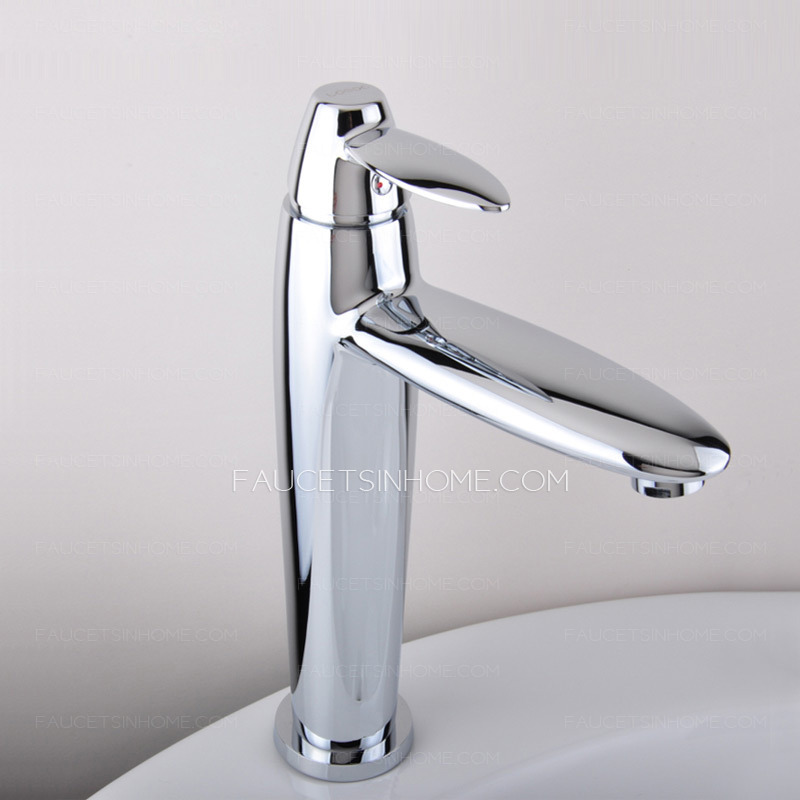 Hign End Chrome Tall Radian Bathroom Vessel Sink Faucet