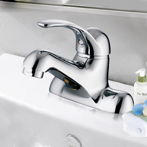 Simple Single Radian Handle Two Hole Bathroom Faucet