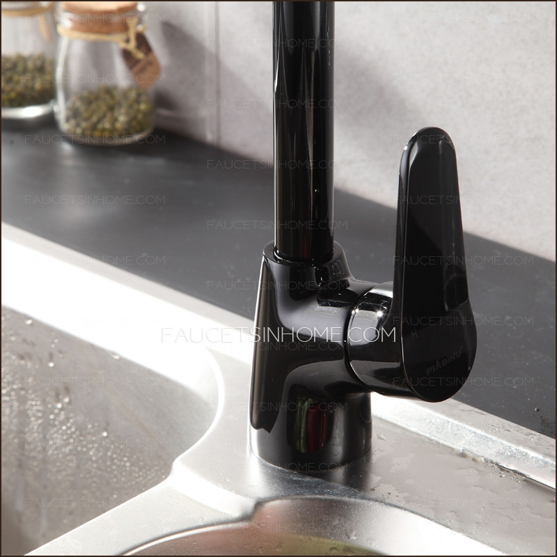 Classical Rotatable Copper Side Handle Black Kitchen Sink Faucet