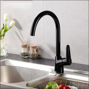 Classical Rotatable Copper Side Handle Black Kitchen Sink Faucet