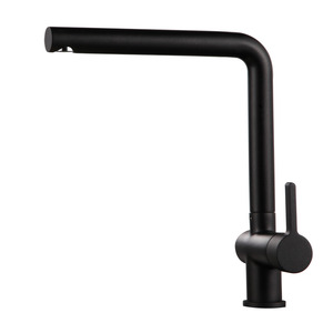 Simple Vertical Designed Side Handle Black Kitchen Sink Faucet