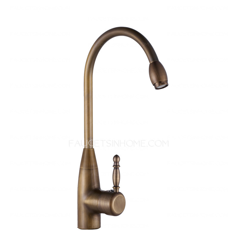 Cheap Radian Side Handle Rotatable Antique Brass Kitchen Faucet