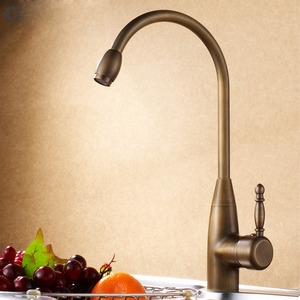 Cheap Radian Side Handle Rotatable Antique Brass Kitchen Faucet