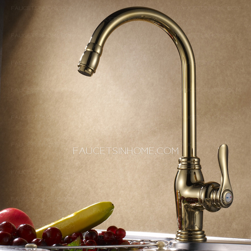 Antique Polished Brass Side Radian Handle Kitchen Faucet