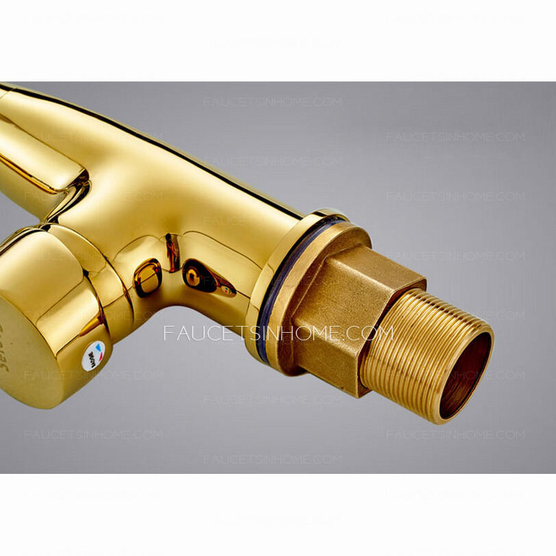 Discount Polished Brass Gold Vintage Rotatable Kitchen Sink Faucet
