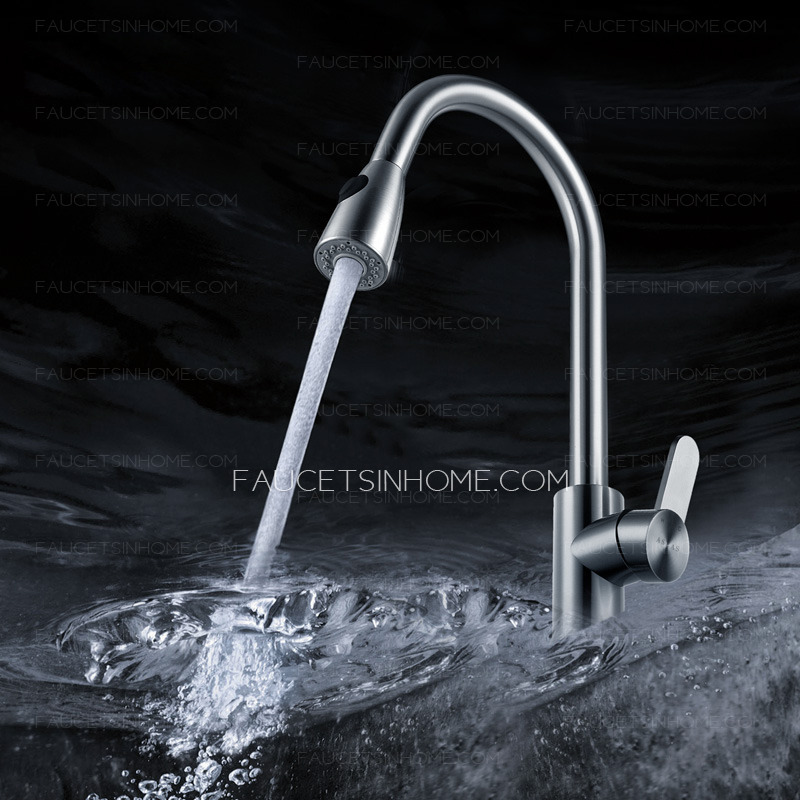 High End Pullout Shower Water Stainless Steel Kitchen Faucet