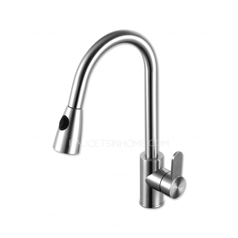 High End Pullout Shower Water Stainless Steel Kitchen Faucet