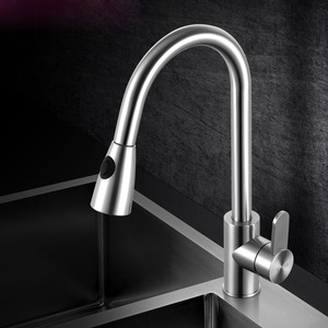 High End Pullout Shower Water Stainless Steel Kitchen Faucet