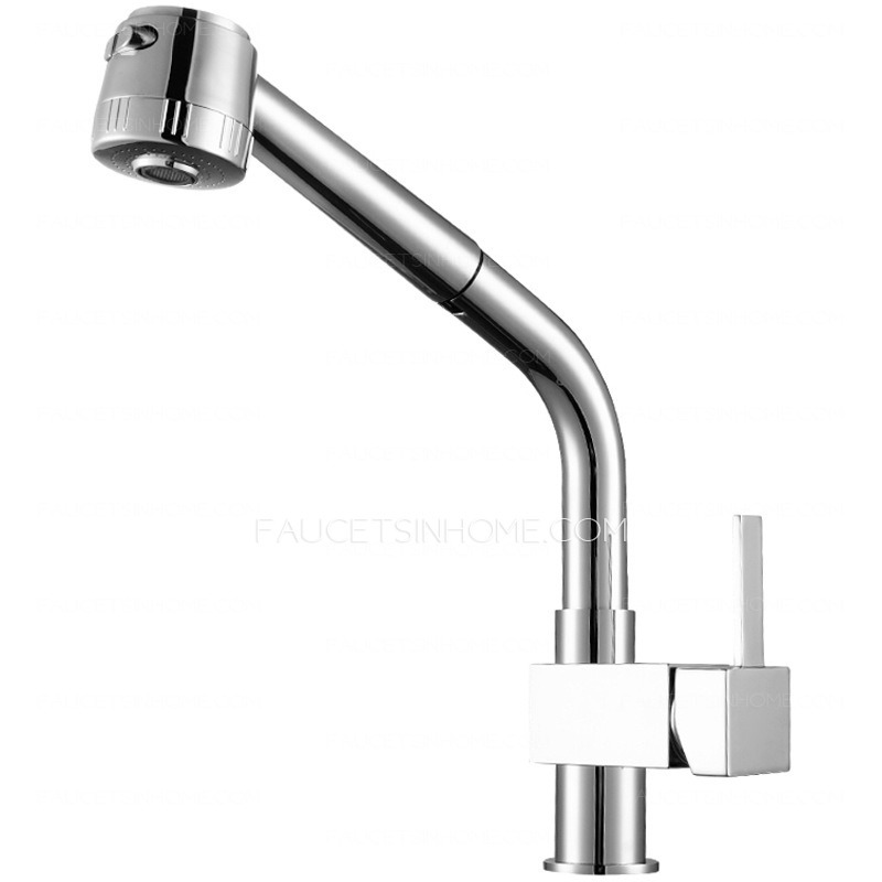 Modern Double Water Pullout Spray Copper Kitchen Faucet